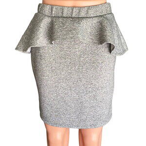 LEMONDROP Gray Linen Fleece Ruffled Pencil Mini Skirt ~ Women's Size LARGE